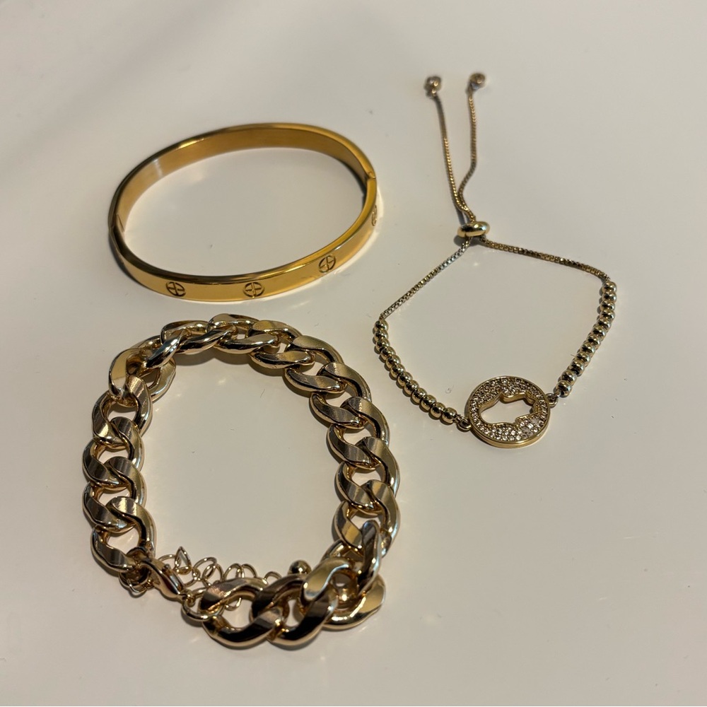 Set of 3 Gold Plated Bracelets